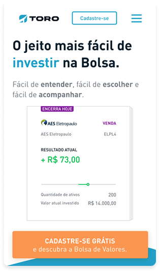 Apresentação da Toro como um jeito mais fácil de investir na Bolsa